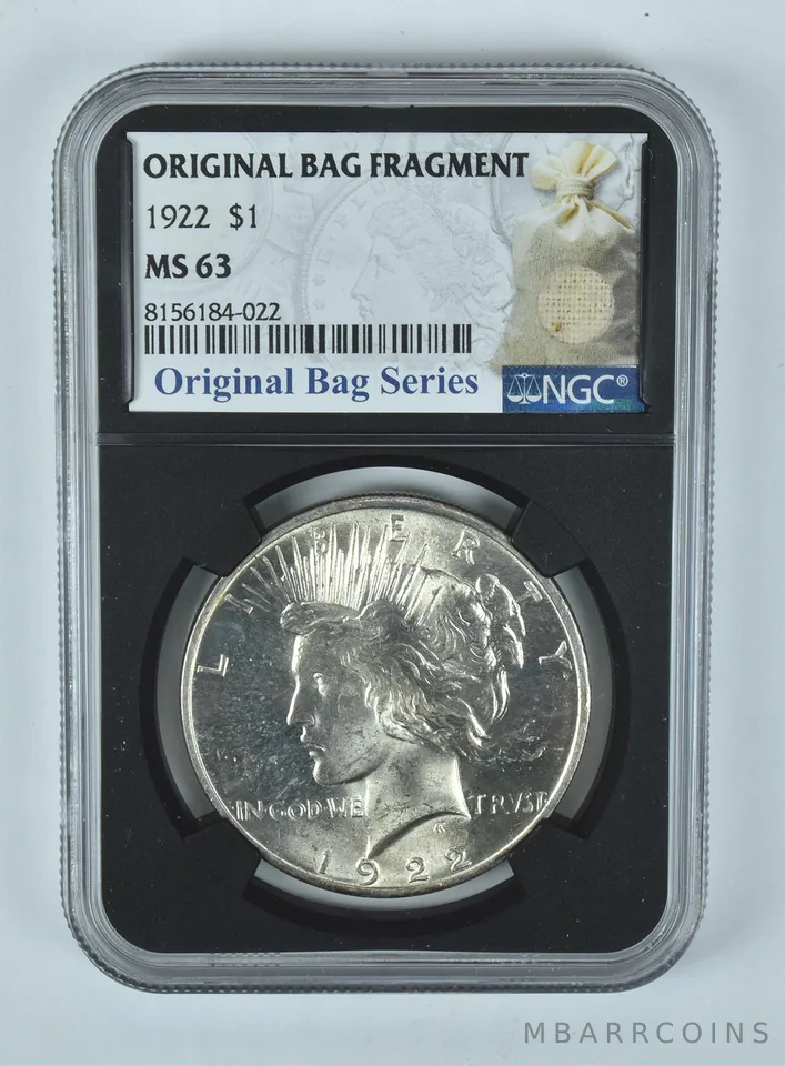 1922 Peace Silver Dollar Original Bag Fragment MS63 NGC