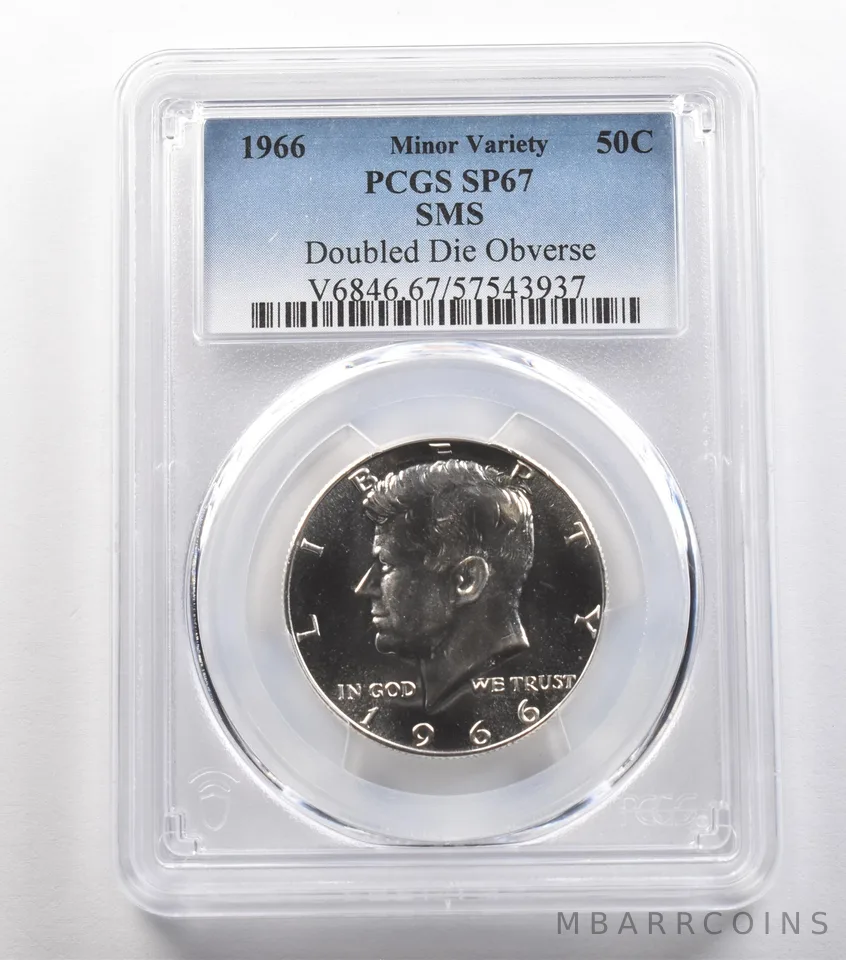 1966 Kennedy Half Dollar SMS Doubled Die Obverse SP67 PCGS *4844