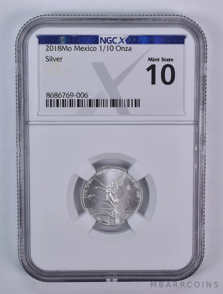 2018 Mo Mexico 1/10 Onza Silver Libertad Mint State 10 NGC X NGCX