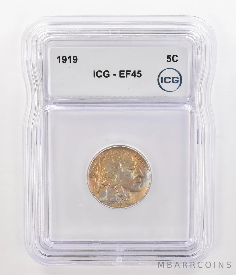 1919 Indian Head Buffalo Nickel EF45 ICG Beautiful Tone *4776