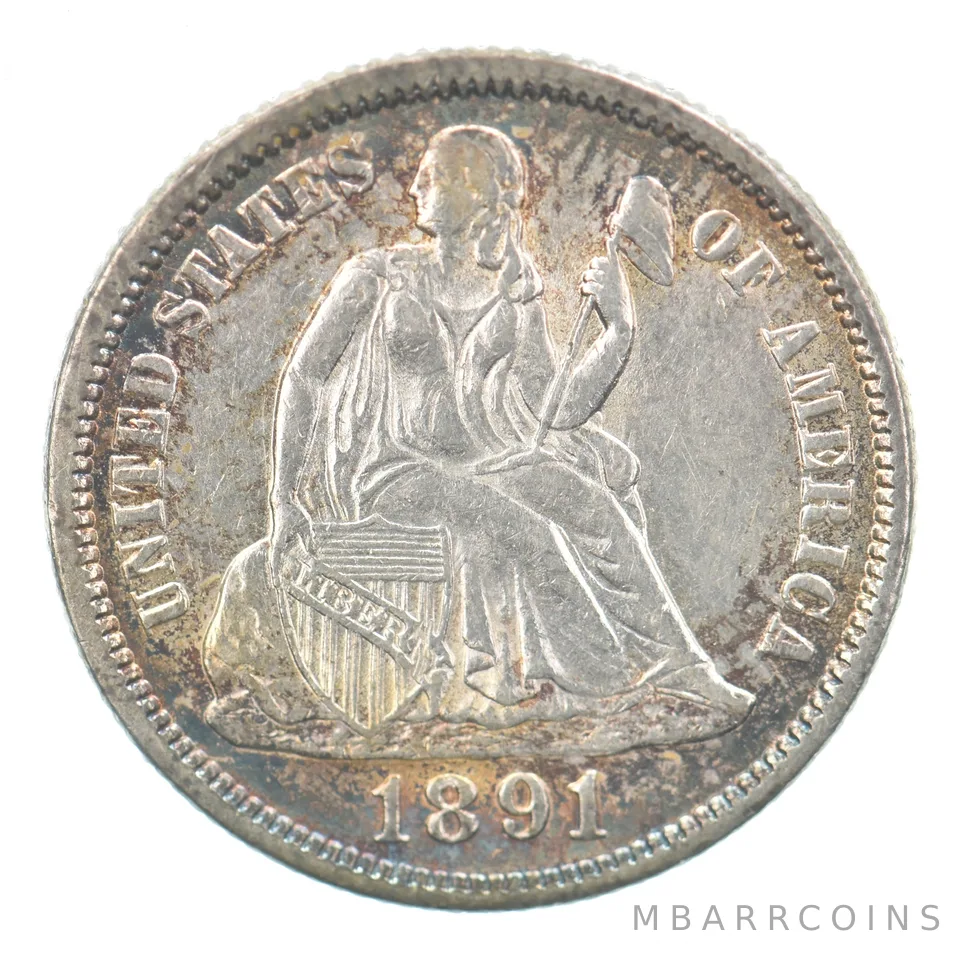 1891 Seated Liberty Dime Beautiful Tone *7552