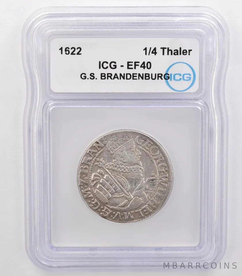 1622 German States Brandenburg 1/4 Thaler EF40 ICG a0705