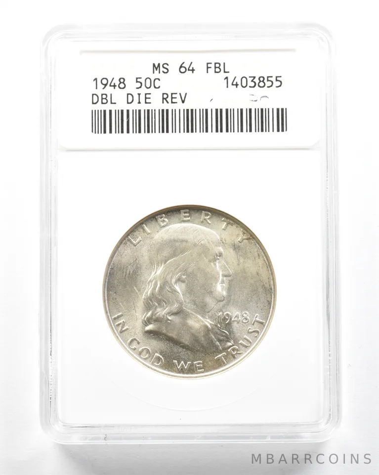 1948 Franklin Half Dollar DDR MS64 FBL ANACS *2060