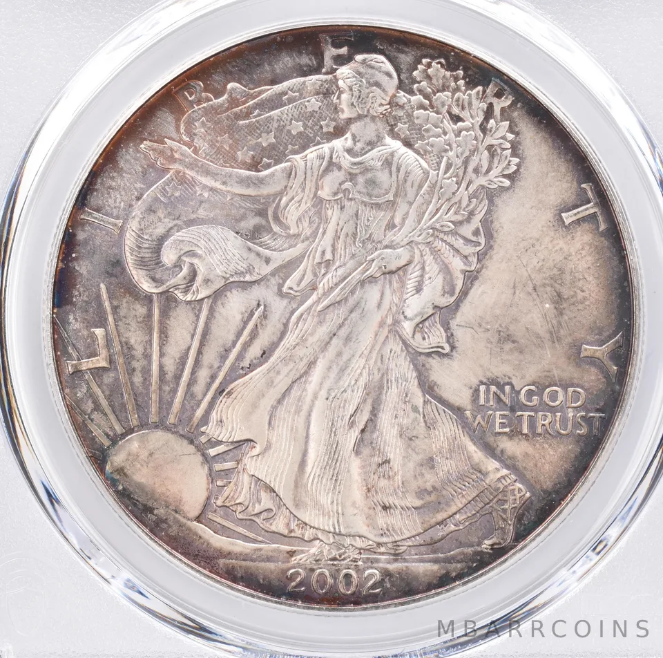 2002 American Silver Eagle MS64 PCGS Beautiful Tone *1487