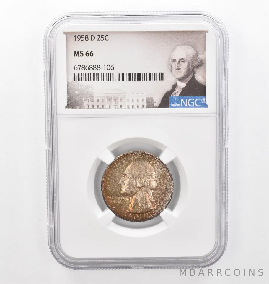 1958-D Washington Quarter MS66 NGC Beautiful Tone *2313
