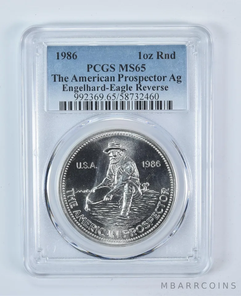 1986 Engelhard Prospector 1 Oz Silver Round Eagle Reverse MS65 PCGS
