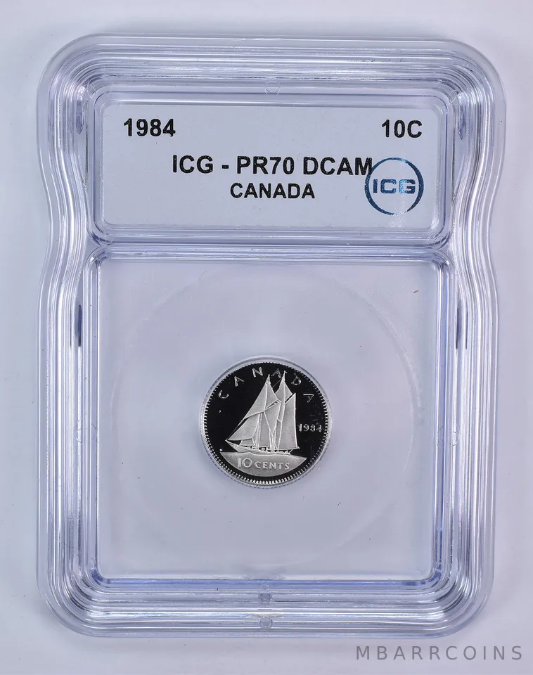 1984 Canada 10 Cents Bluenose PR70 DCAM ICG
