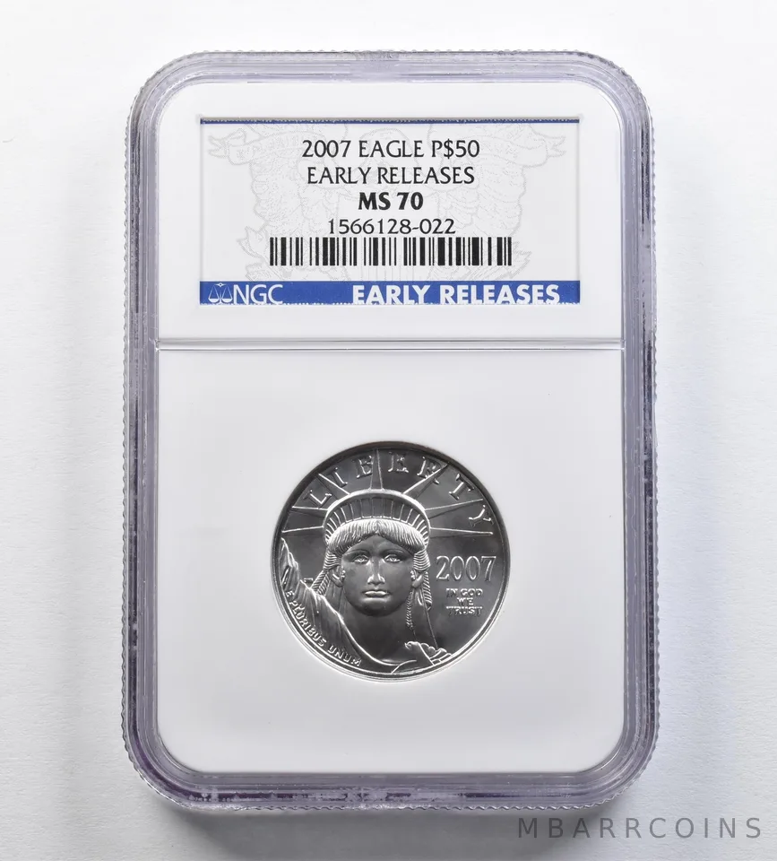 2007 $50 American Platinum Eagle 1/2 Oz Early Release MS70 NGC *0609