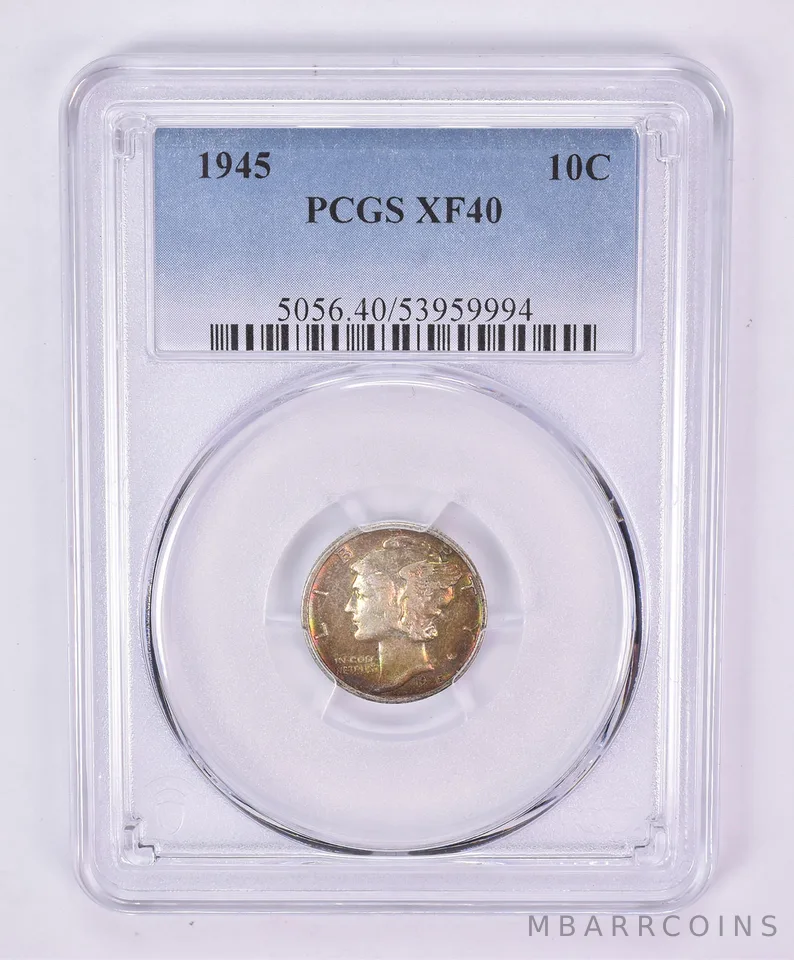 1945 Mercury Dime XF40 PCGS Beautiful Tone *1105