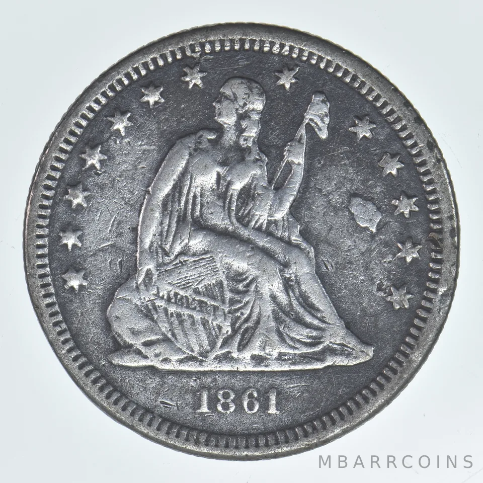 1861 Seated Liberty Quarter Beautiful Tone a8037