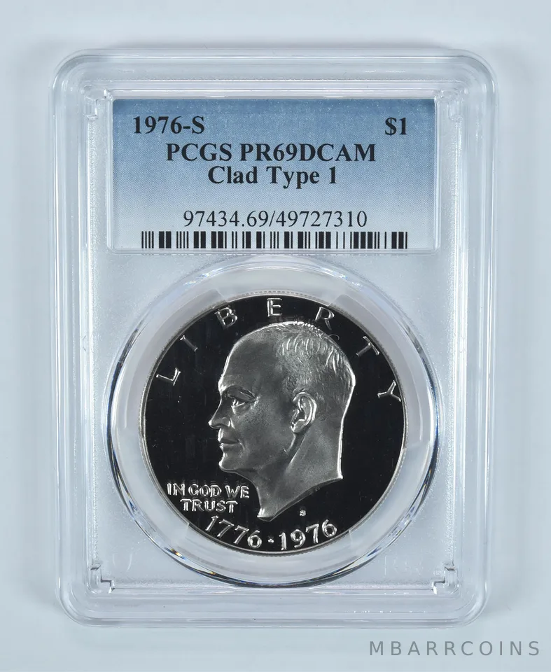 1976-S Eisenhower $1 Clad Type 1 PR69 DCAM PCGS Blue Label