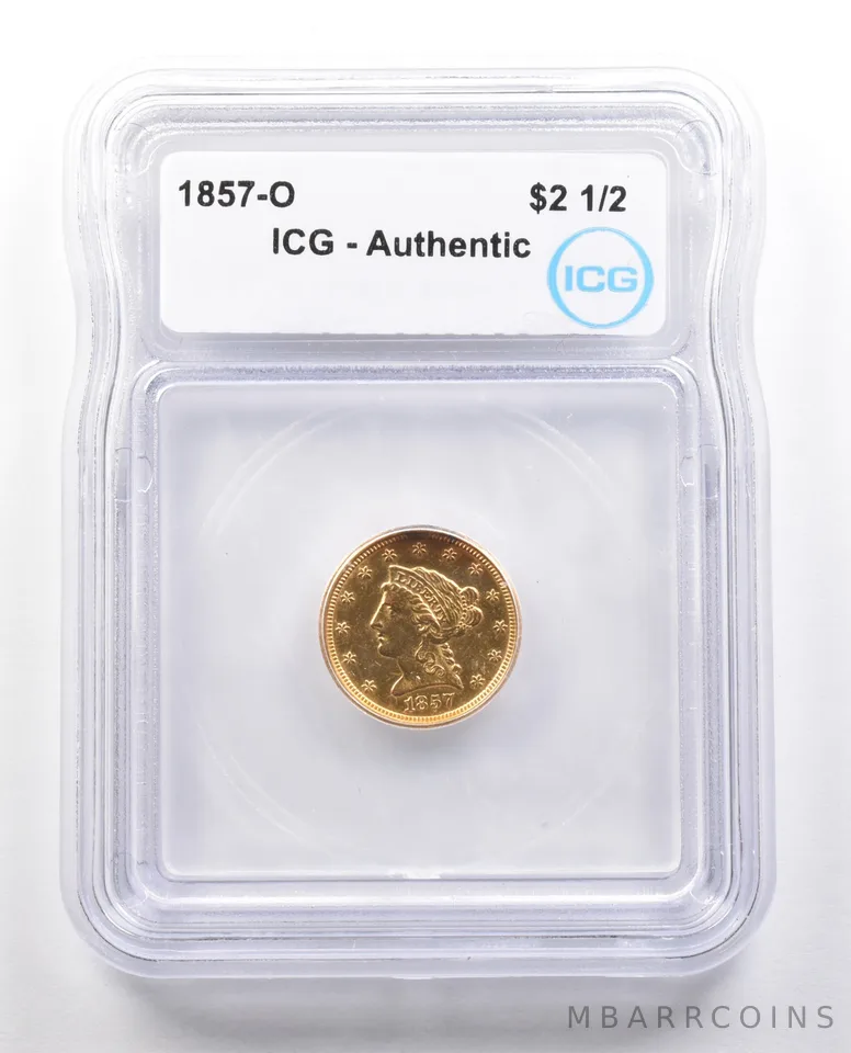 1857-O $2.50 Liberty Head Gold Quarter Eagle Authentic ICG *4335