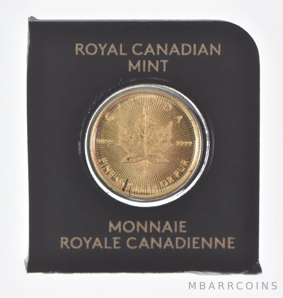 2025 1 Gram Gold Maple Leaf Coin In Maplegram Assay Card .9999 Fine Gold
