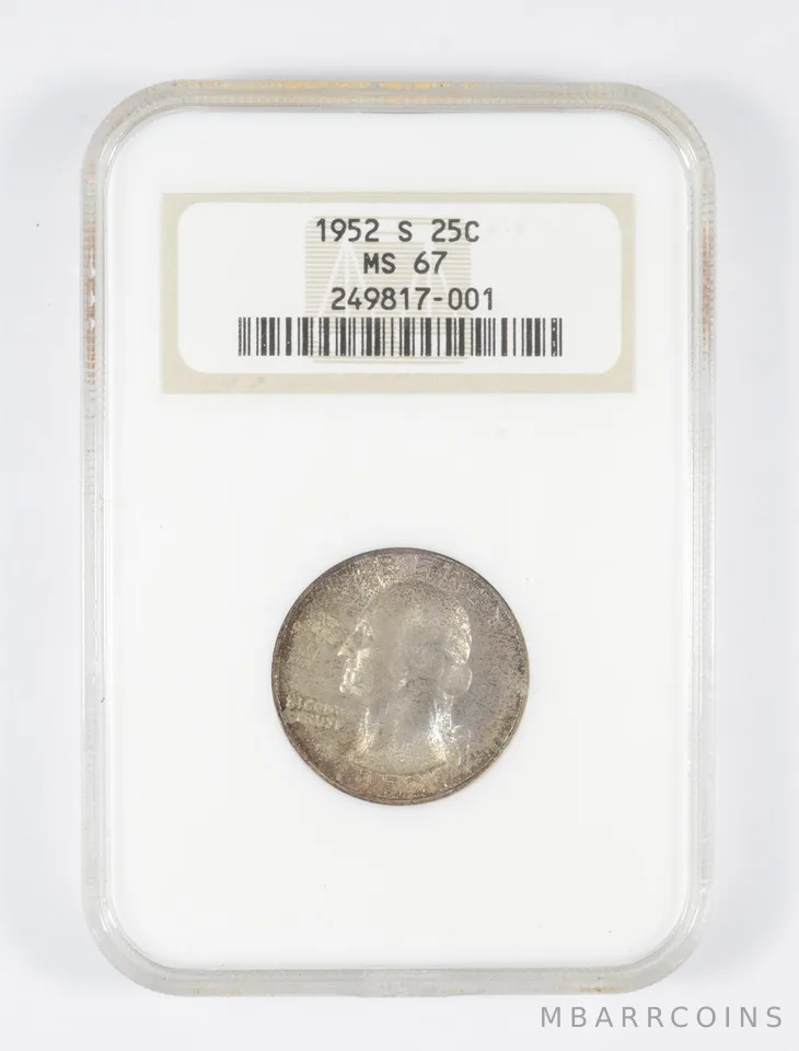 MS67 1952-S Washington Quarter - Graded NGC *1991