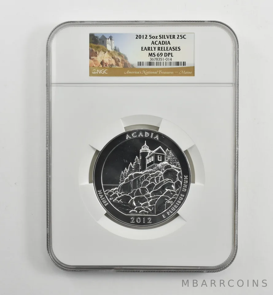 2012 5 Oz Silver Quarter America The Beautiful Acadia ER MS69 DPL NGC *1571