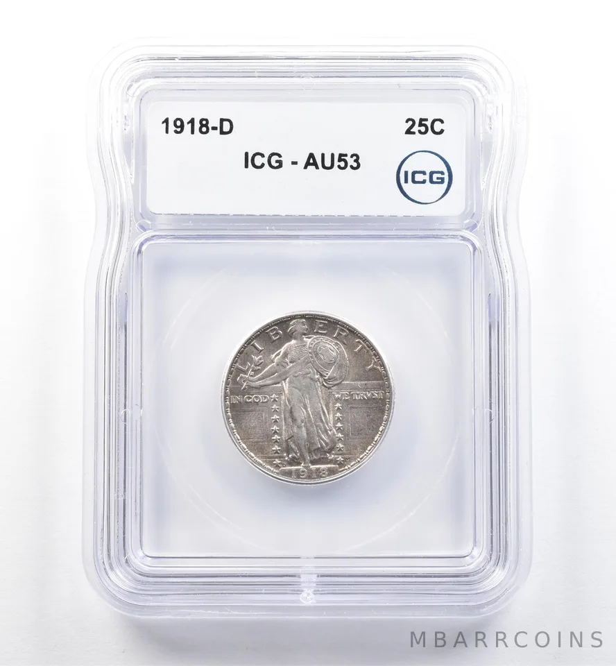 1918-D Standing Liberty Quarter AU53 ICG *6080