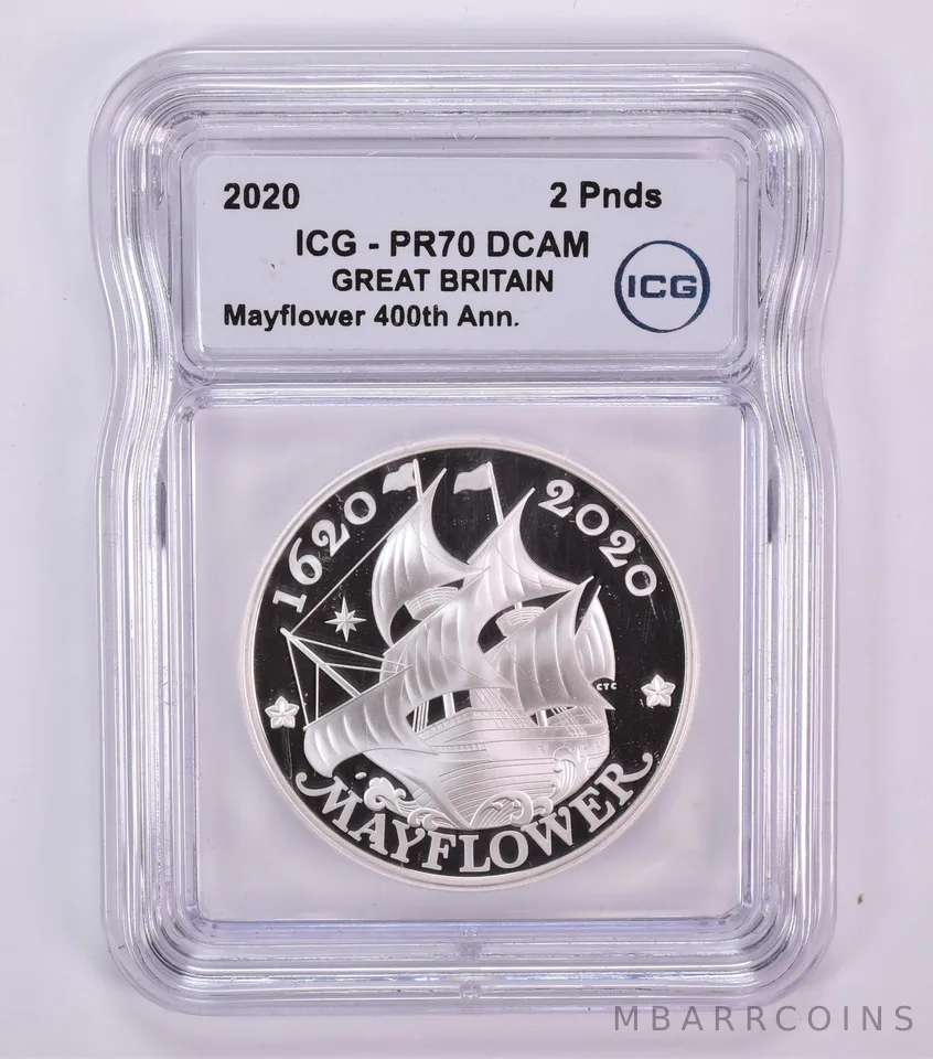 2020 Great Britain 2 Pounds Mayflower 400th Anniversary PR70 DCAM ICG