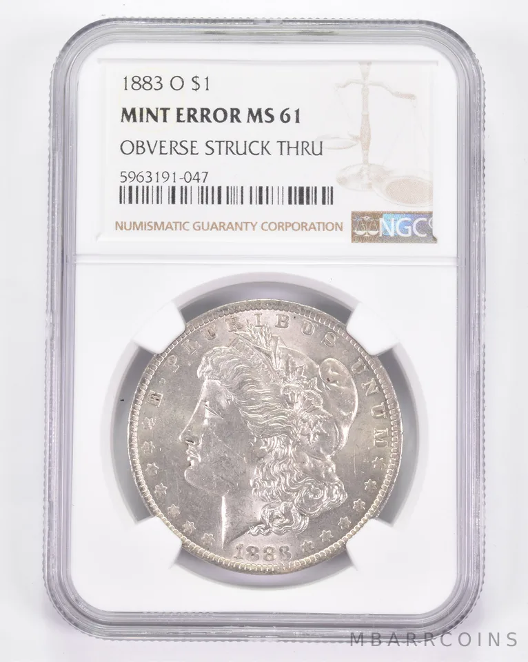 Mint Error MS61 1883-O Morgan Silver Dollar - OBV Struck Thru - Graded NGC a8891