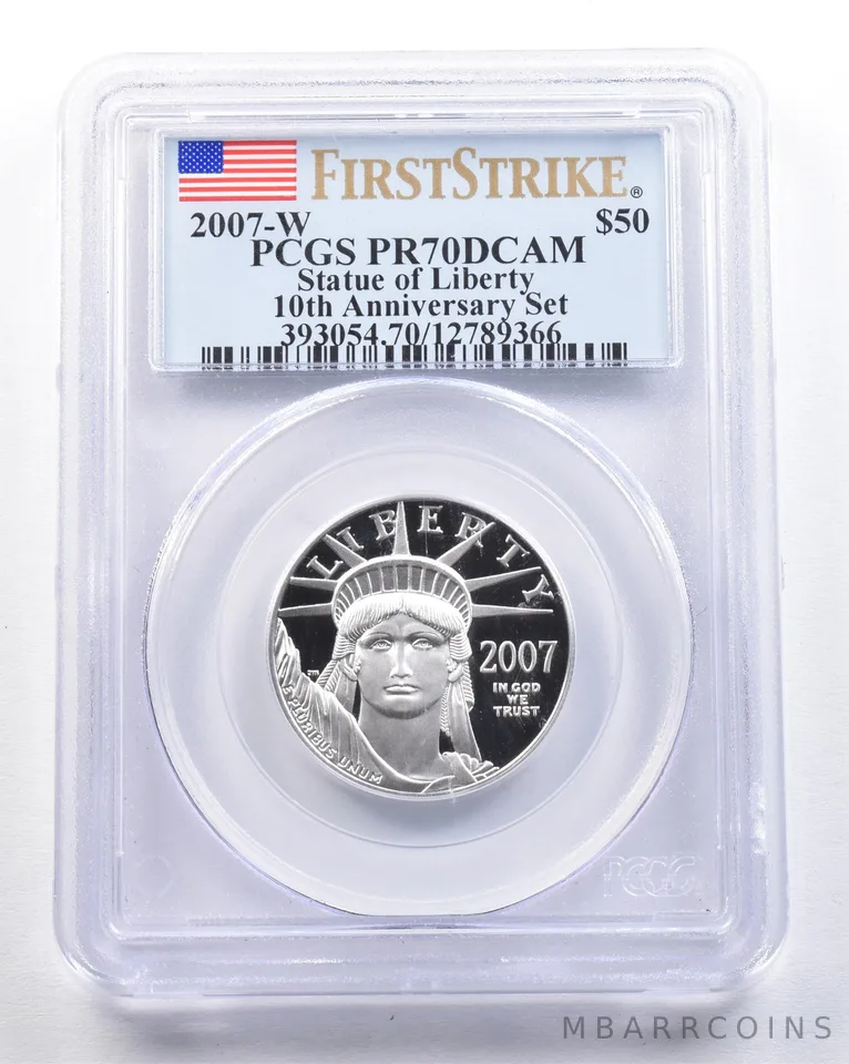 2007-W $50 American Platinum Eagle 10th Anniv Set 1/2 Oz FS PR70 DCAM PCGS *2127