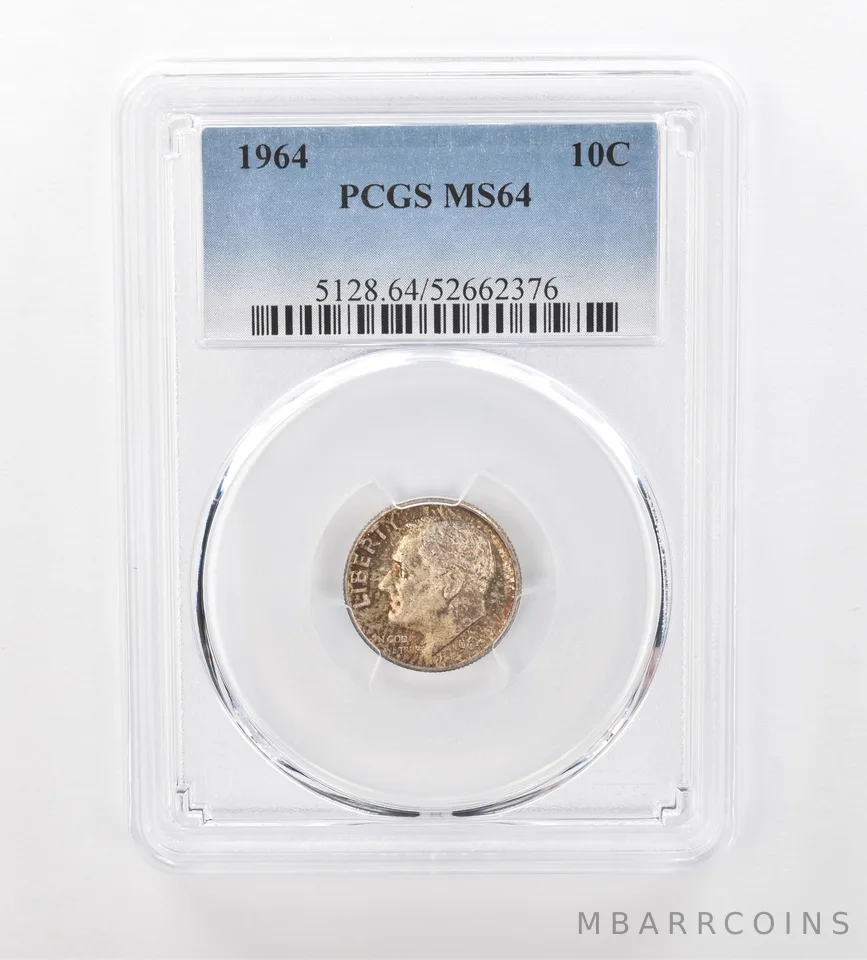 1964 Roosevelt Dime MS64 PCGS Beautiful Tone *1012