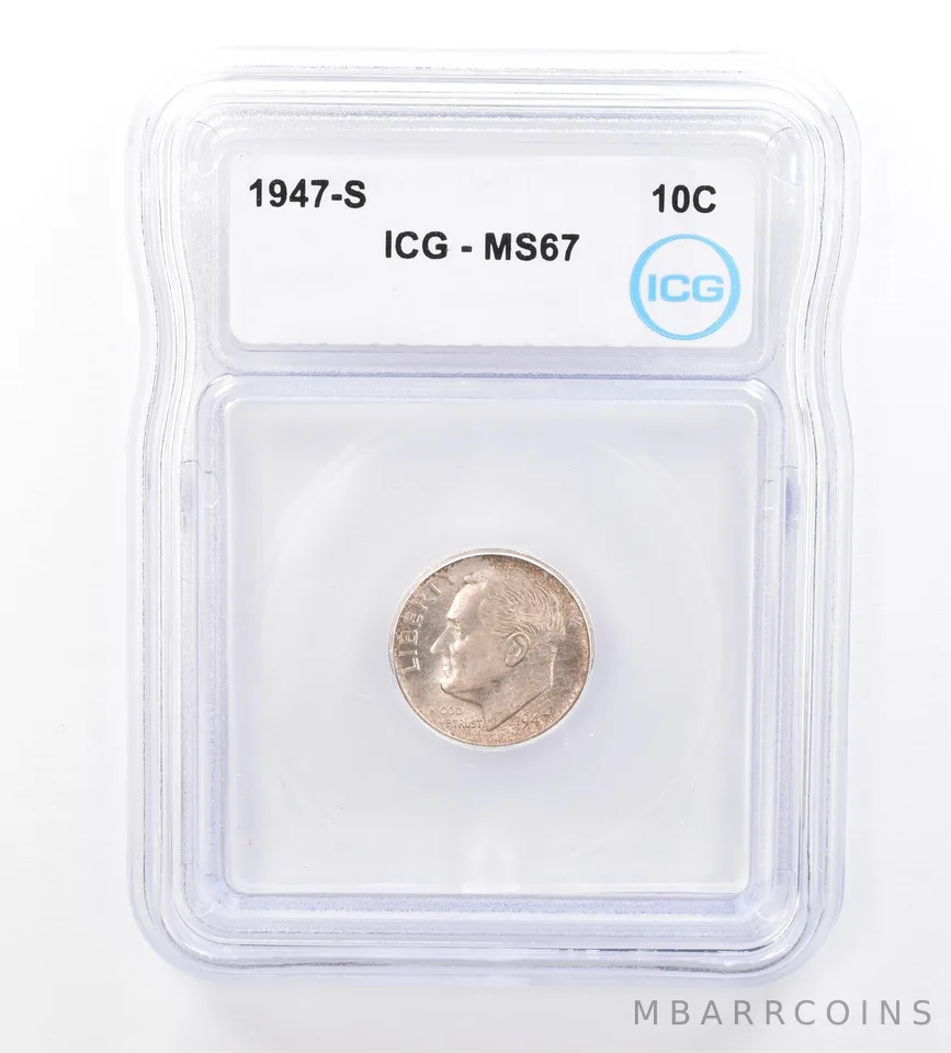 1947-S Roosevelt Dime MS67 ICG Beautiful Tone *1664