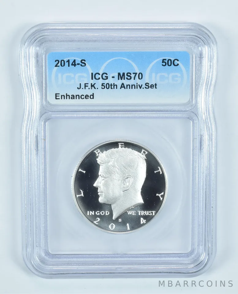 2014-S Kennedy Half Dollar 50th Anniversary Set Enhanced MS70 ICG