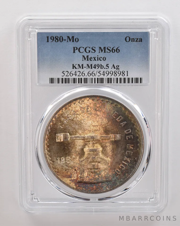 1980 Mo Mexico 1 Onza Silver KM-M49b.5 MS66 PCGS Beautiful Tone *4332