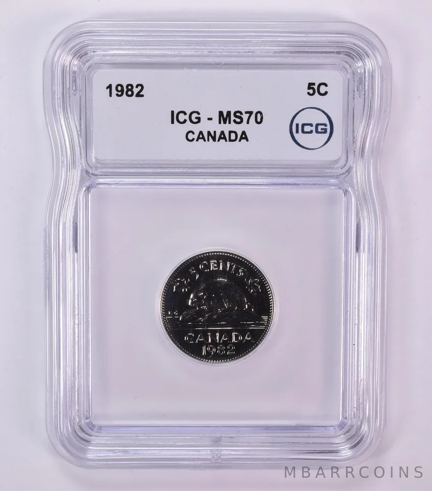 1982 Canada 5 Cents Beaver MS70 ICG