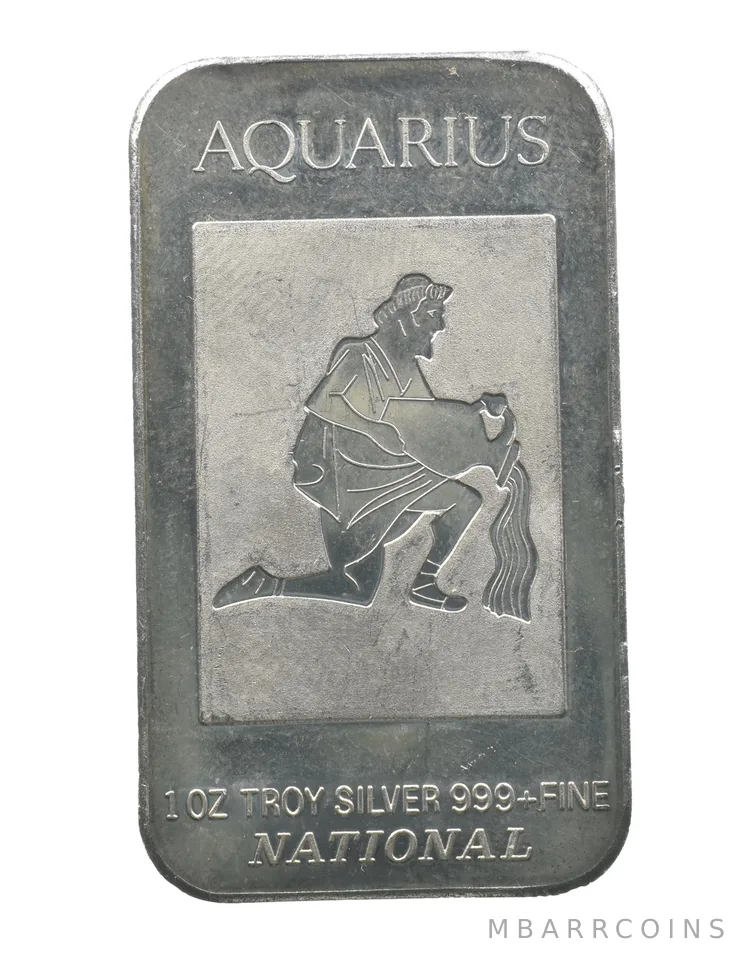 1 Troy Oz Silver Bar Aquarius National *1067