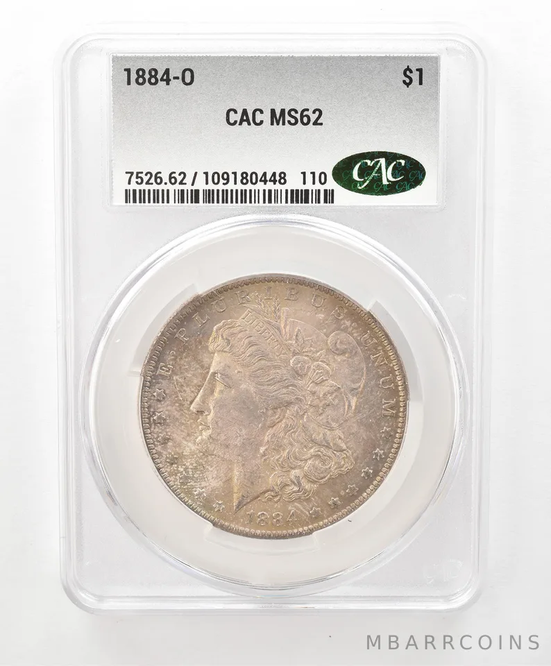 1884-O Morgan Silver Dollar MS62 CAC CACg Beautiful Tone *6620