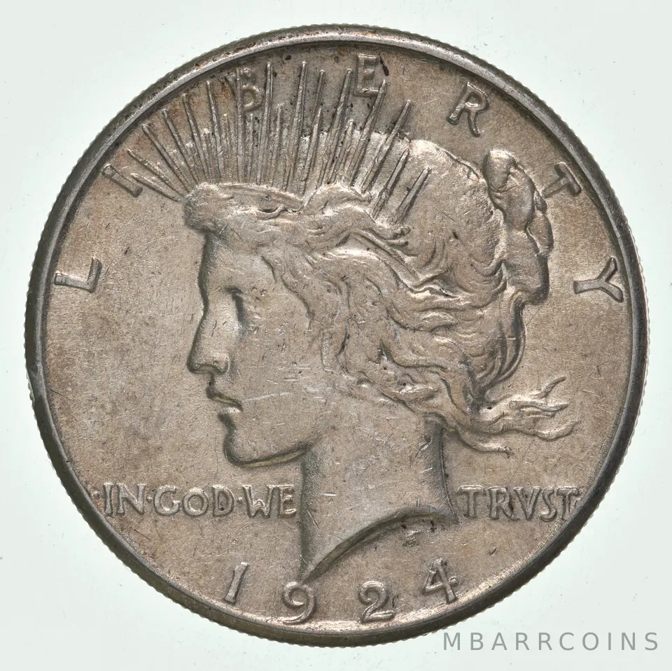(1) AU 1924-S Peace Silver Dollar 90% - Almost Unc - San Francisco
