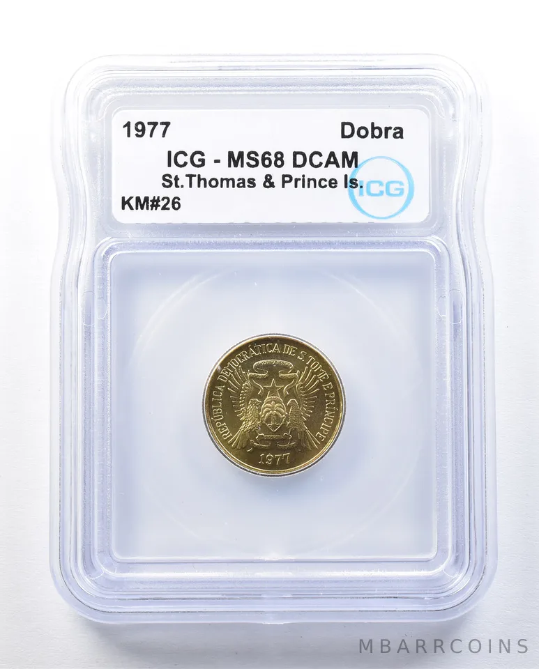 1977 St Thomas & Prince Island Dobra KM#26 MS68 DCAM ICG *8980