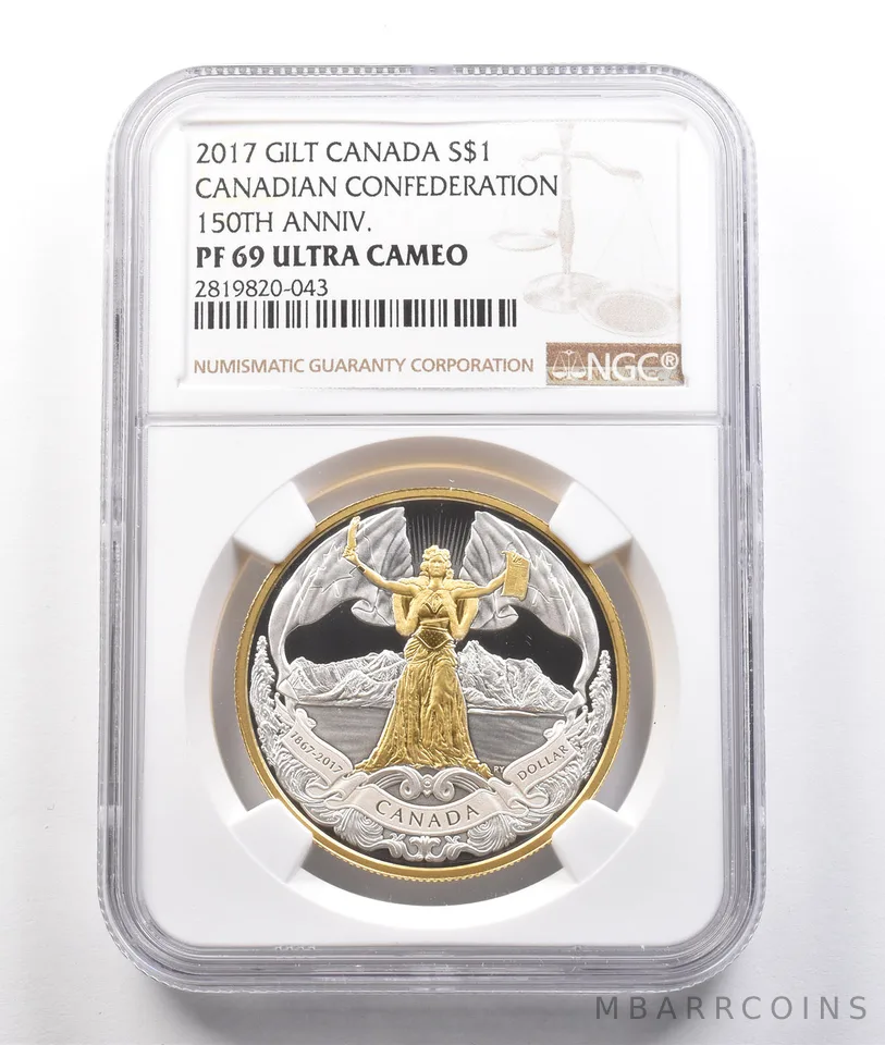 2017 Canada Silver $1 Gilt Canadian Confederation 150th PF69 NGC *3804