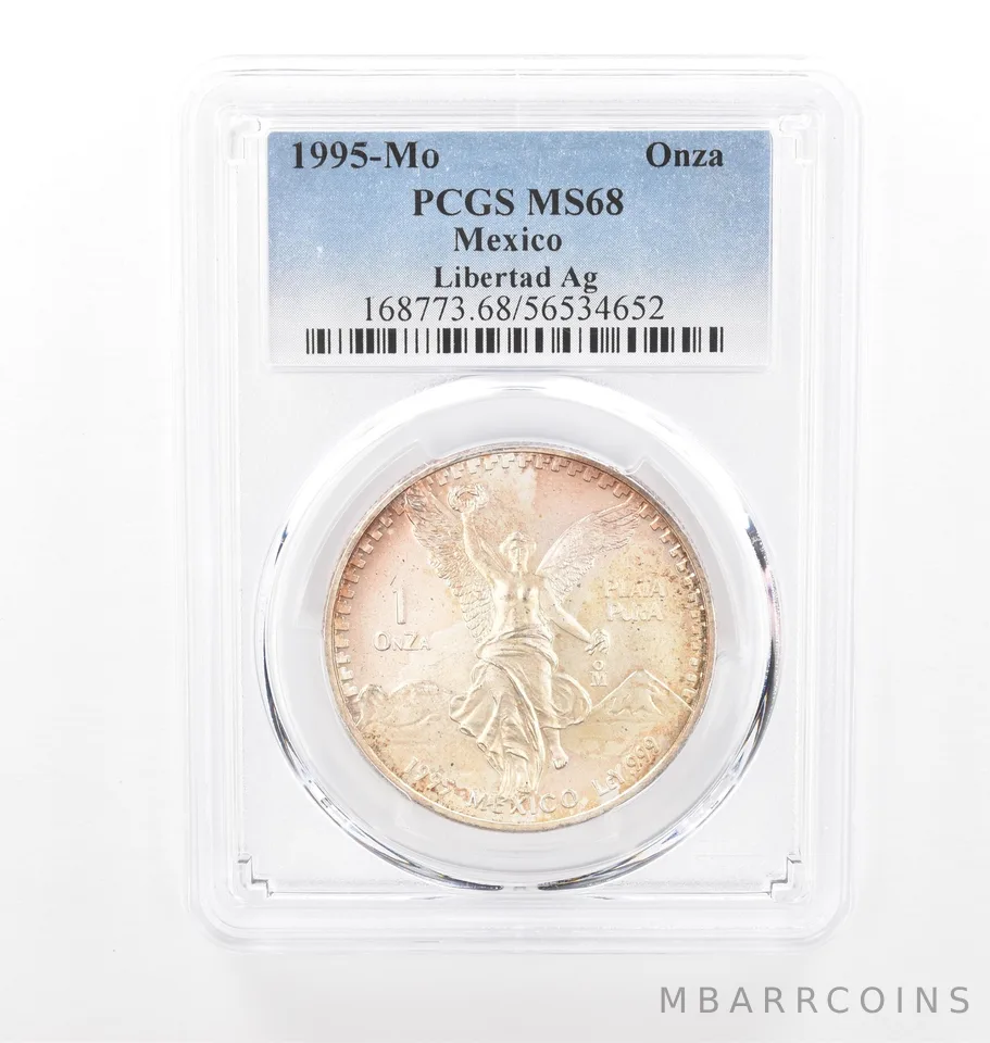1995 Mo Mexico 1 Onza Silver Libertad MS68 PCGS Beautiful Tone *2103