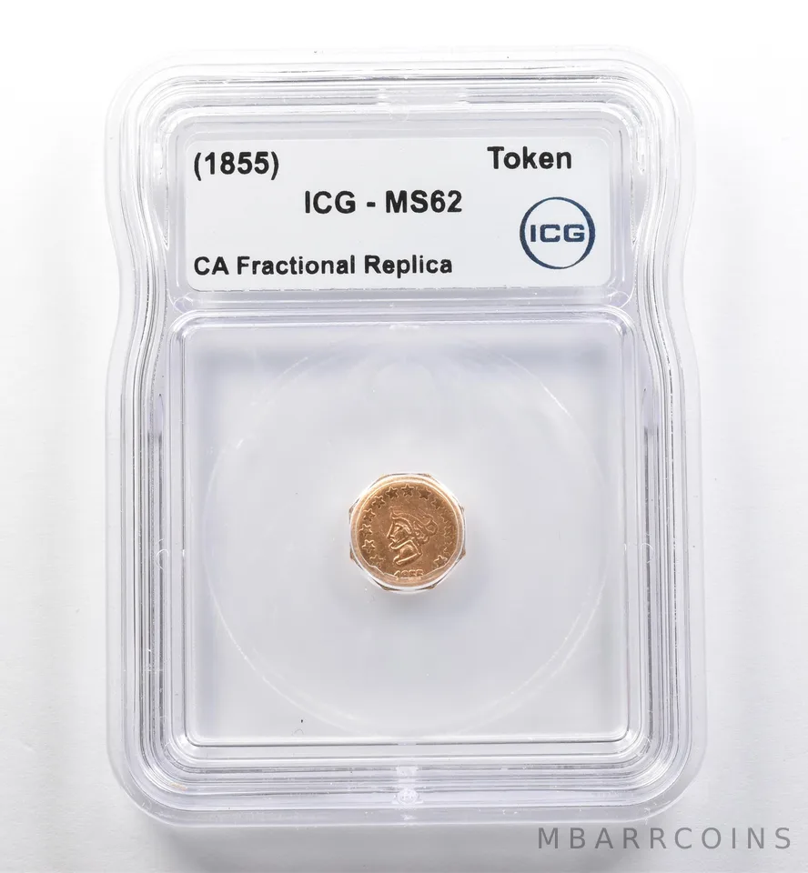(1855) California Fractional Gold Token Indian Head 1/2 Dollar MS62 ICG *7442