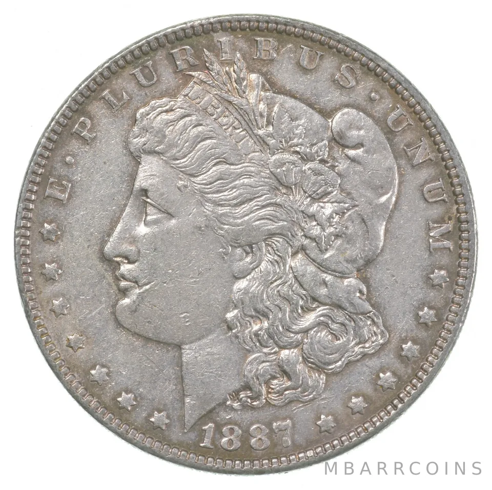 1887 Morgan Silver Dollar Strike Through Error (Look at mouth) *5011