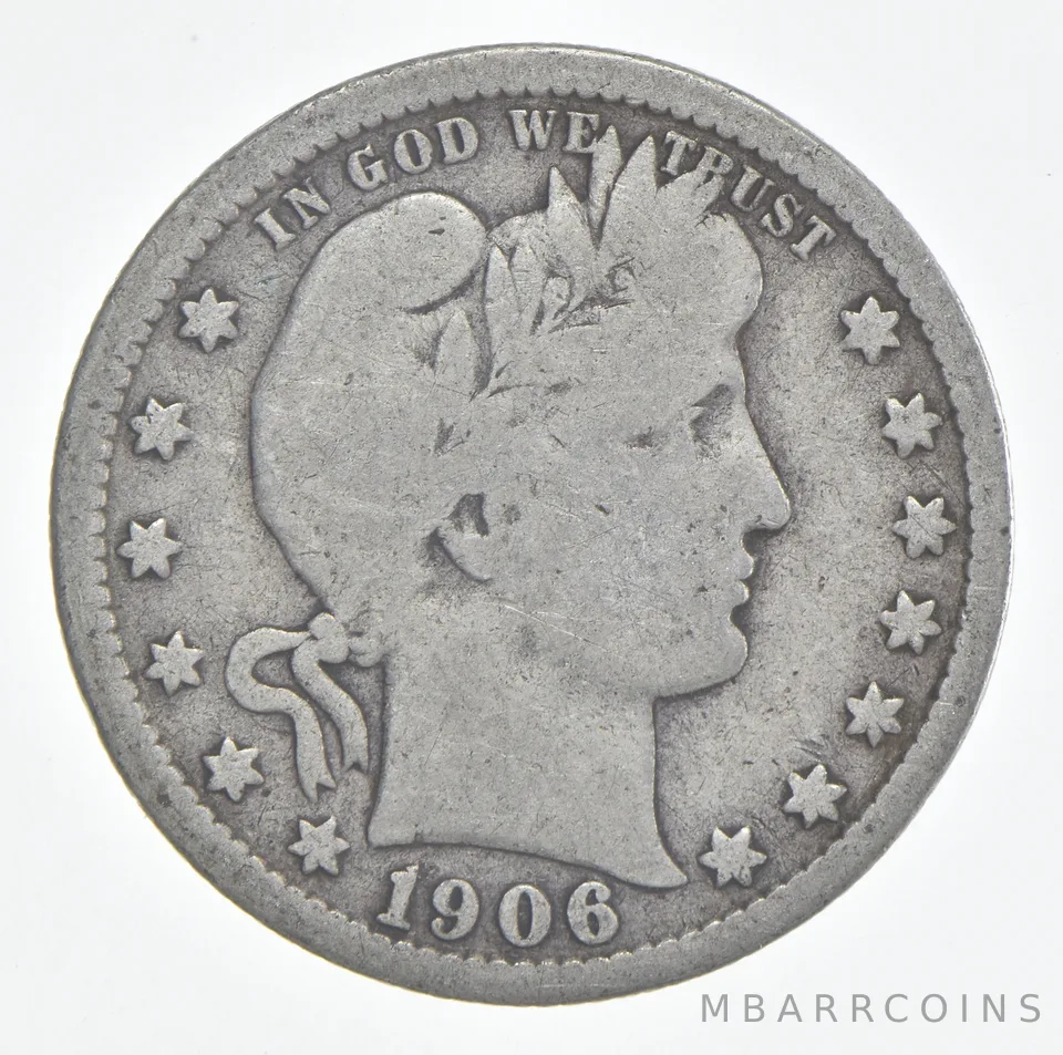 1906-O Barber Quarter 90% Silver VG Condition