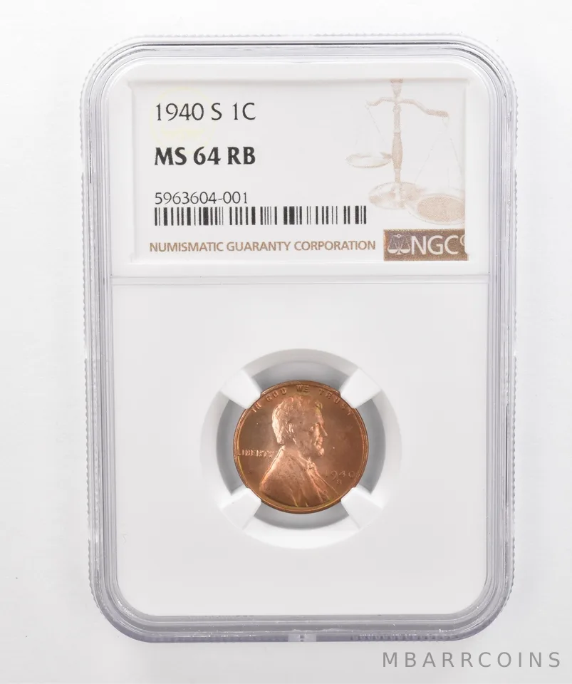 1940-S Lincoln Wheat Cent MS64 RB NGC Beautiful Tone *2955