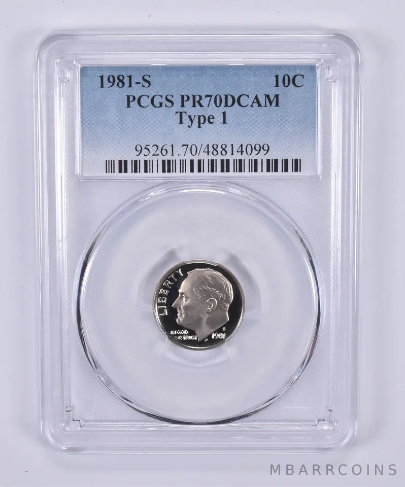 1981-S Roosevelt Dime Type 1 PR70 DCAM PCGS Blue Label