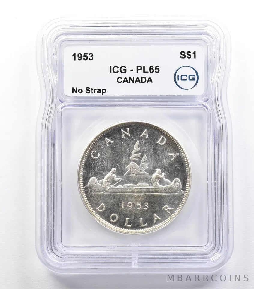 1953 Canada 1 Dollar Silver No Strap PL65 ICG *9331