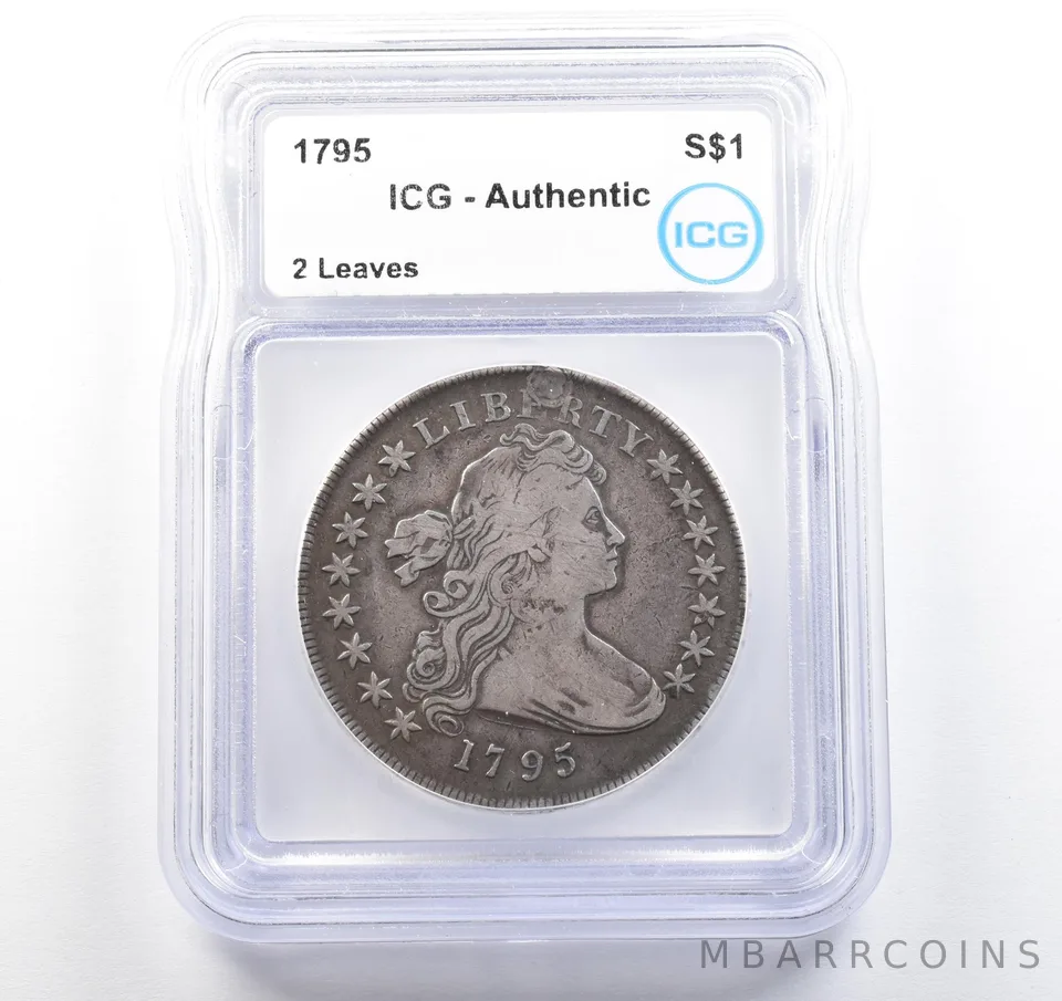 1795 Draped Bust Silver Dollar 2 Leaves Authentic ICG *9725