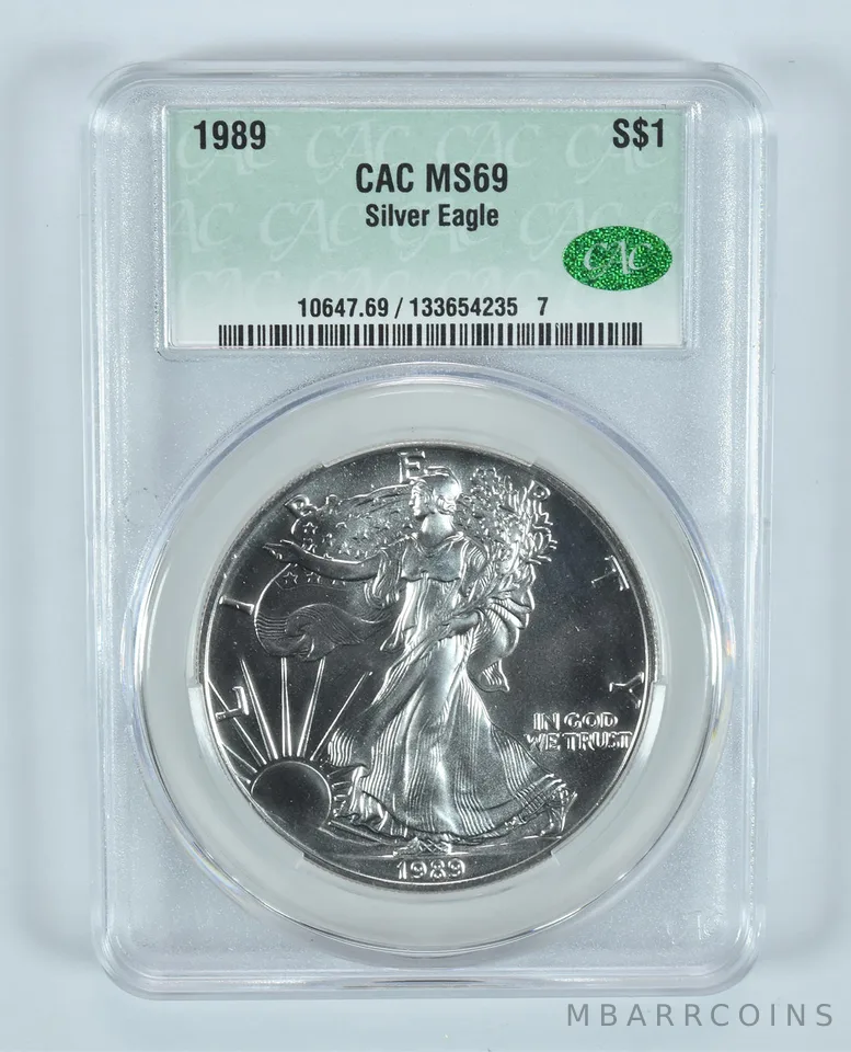 1989 American Silver Eagle MS69 CAC CACg