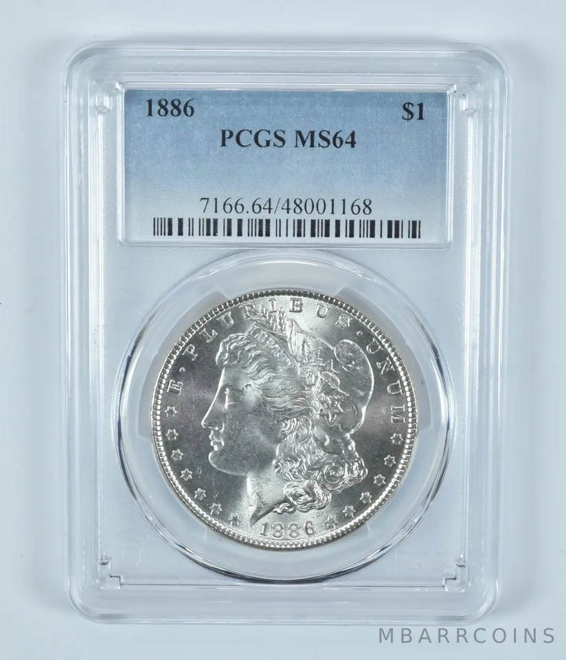 1886 Morgan Silver Dollar MS64 PCGS Blue Label