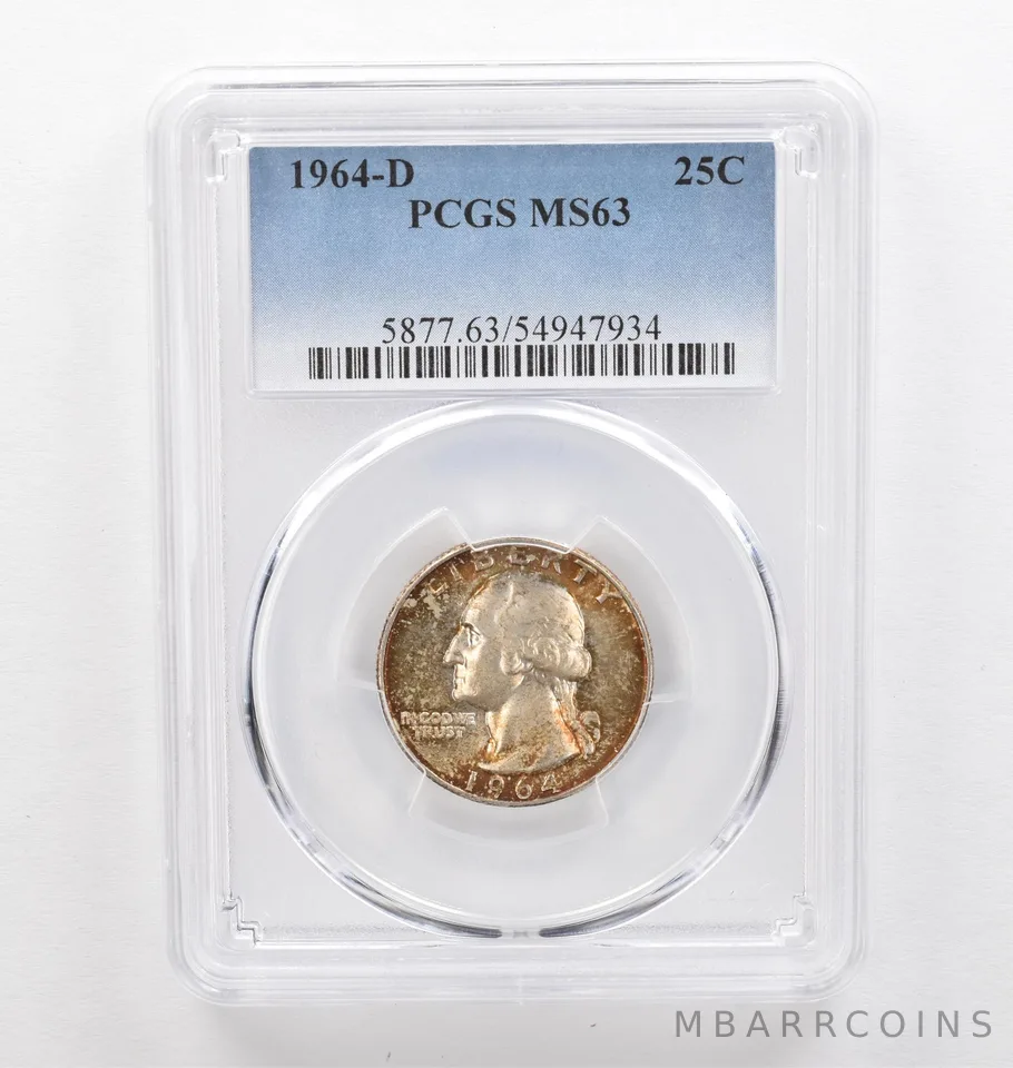 1964-D Washington Quarter MS63 PCGS Beautiful Tone *0306