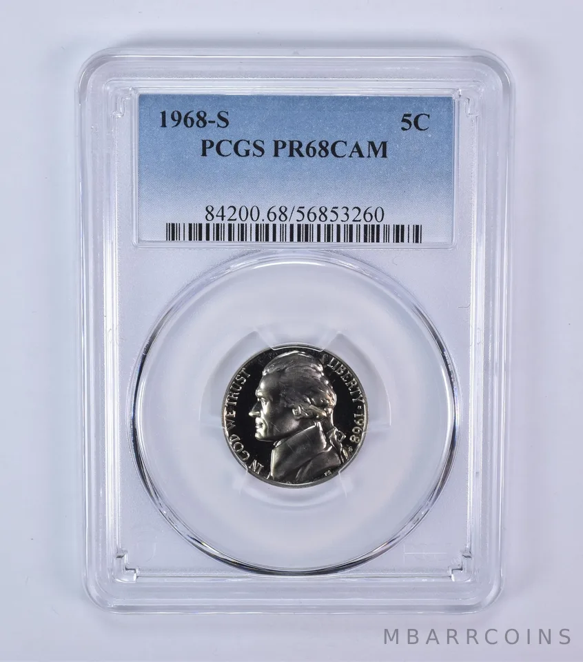 1968-S Jefferson Nickel PR68 CAM PCGS Blue Label