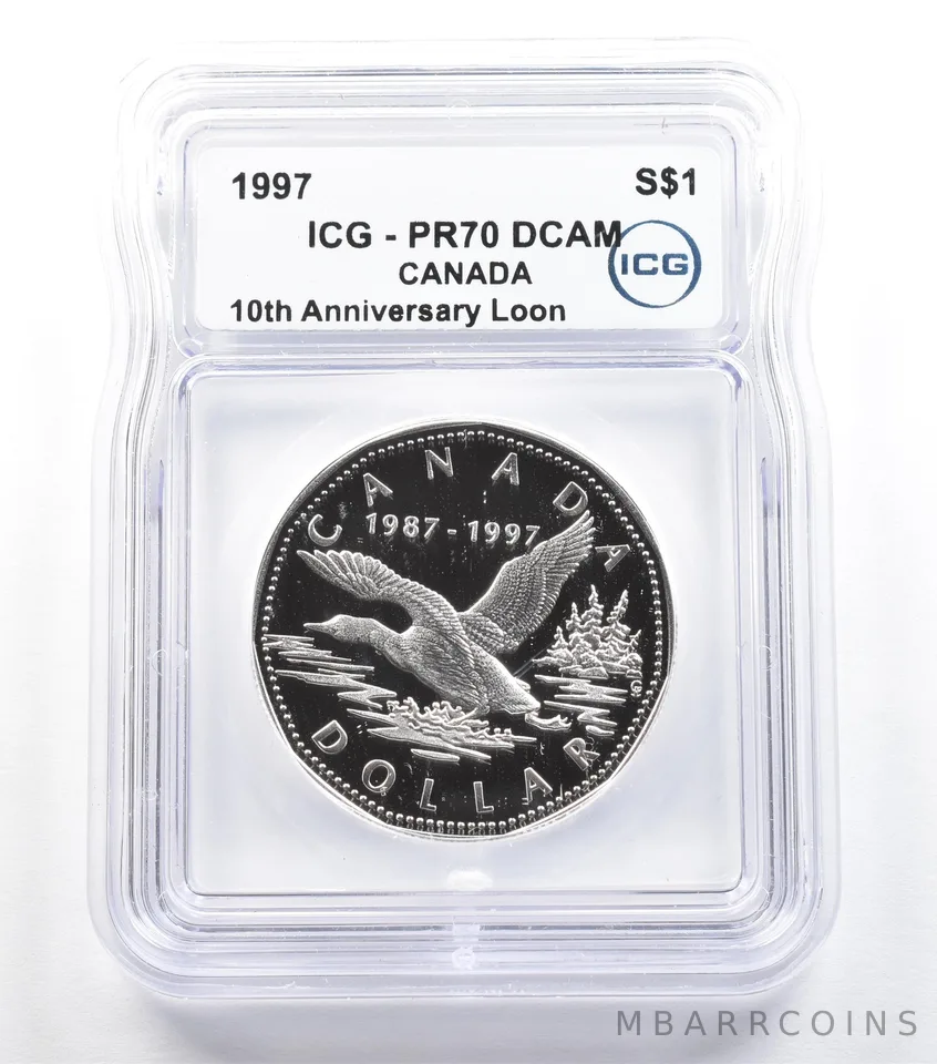 1997 Canada 1 Dollar Silver 10th Anniversary Loon PR70 DCAM ICG *5552