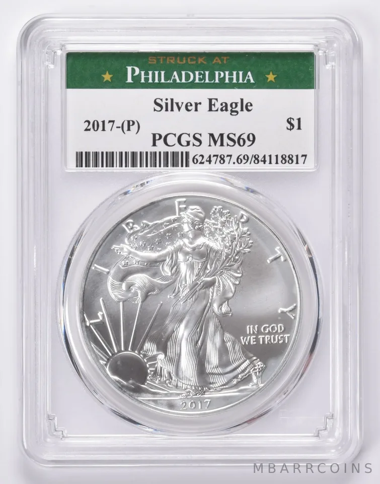 2017 (P) American Silver Eagle MS69 PCGS Philadelphia Green Label