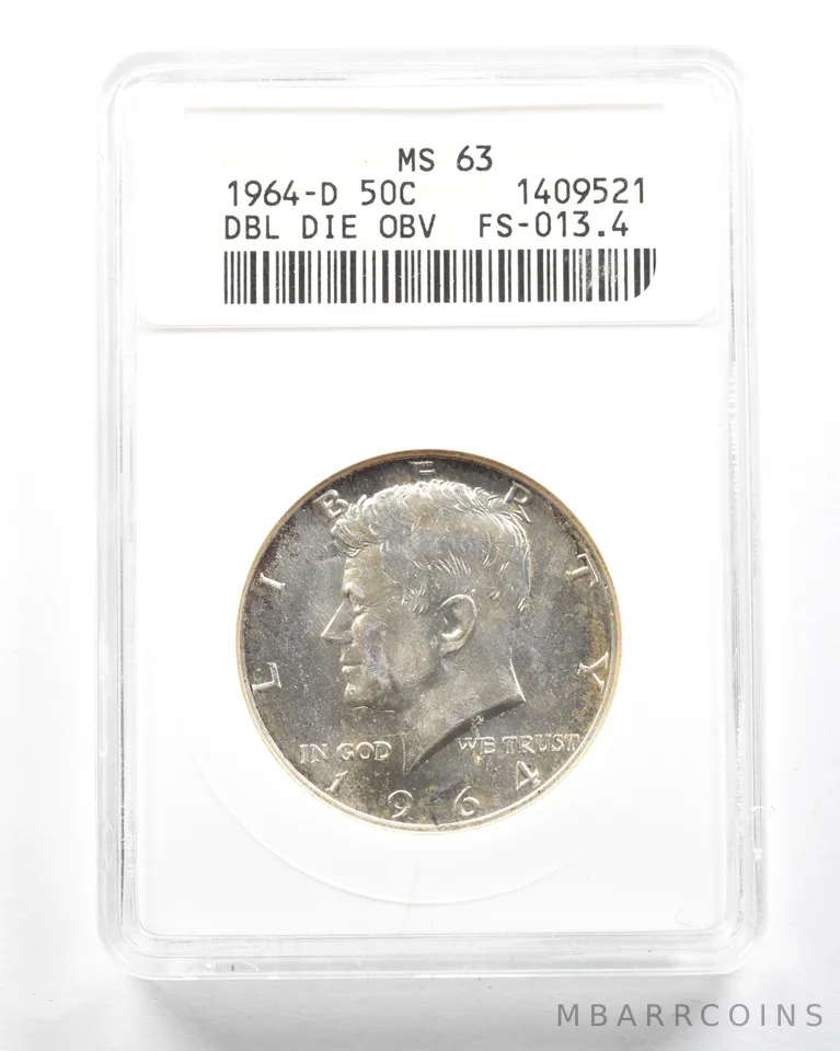 1964-D Kennedy Half Dollar DDO FS-013.4 MS63 ANACS *2075