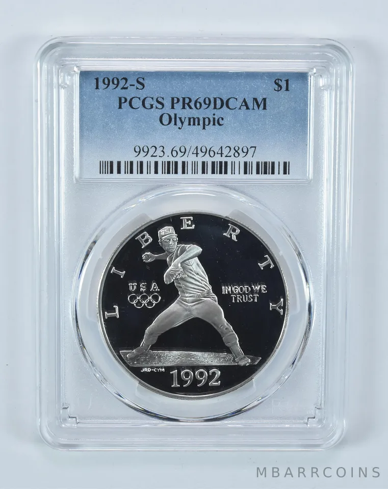 1992-S Olympic Baseball Commemorative Dollar PR69 DCAM PCGS Blue Label