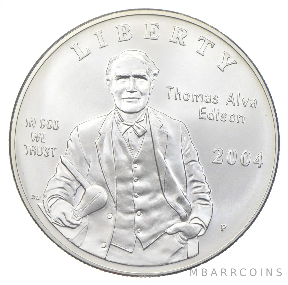 2004-P Unc Thomas Edison Commemorative Silver Dollar $1